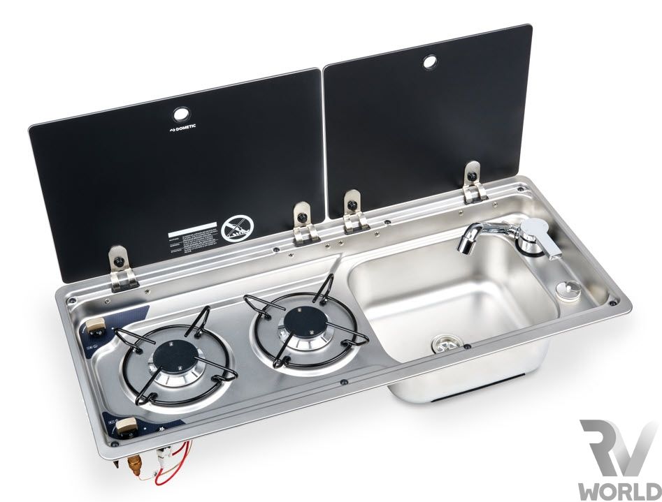 Dometic 2 Burner Gas Hob Sink Mixer with Lids Shop RV World NZ