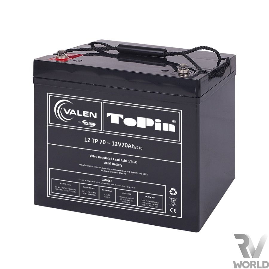Valen Topin AGM Battery 12V 70Ah - Shop RV World NZ
